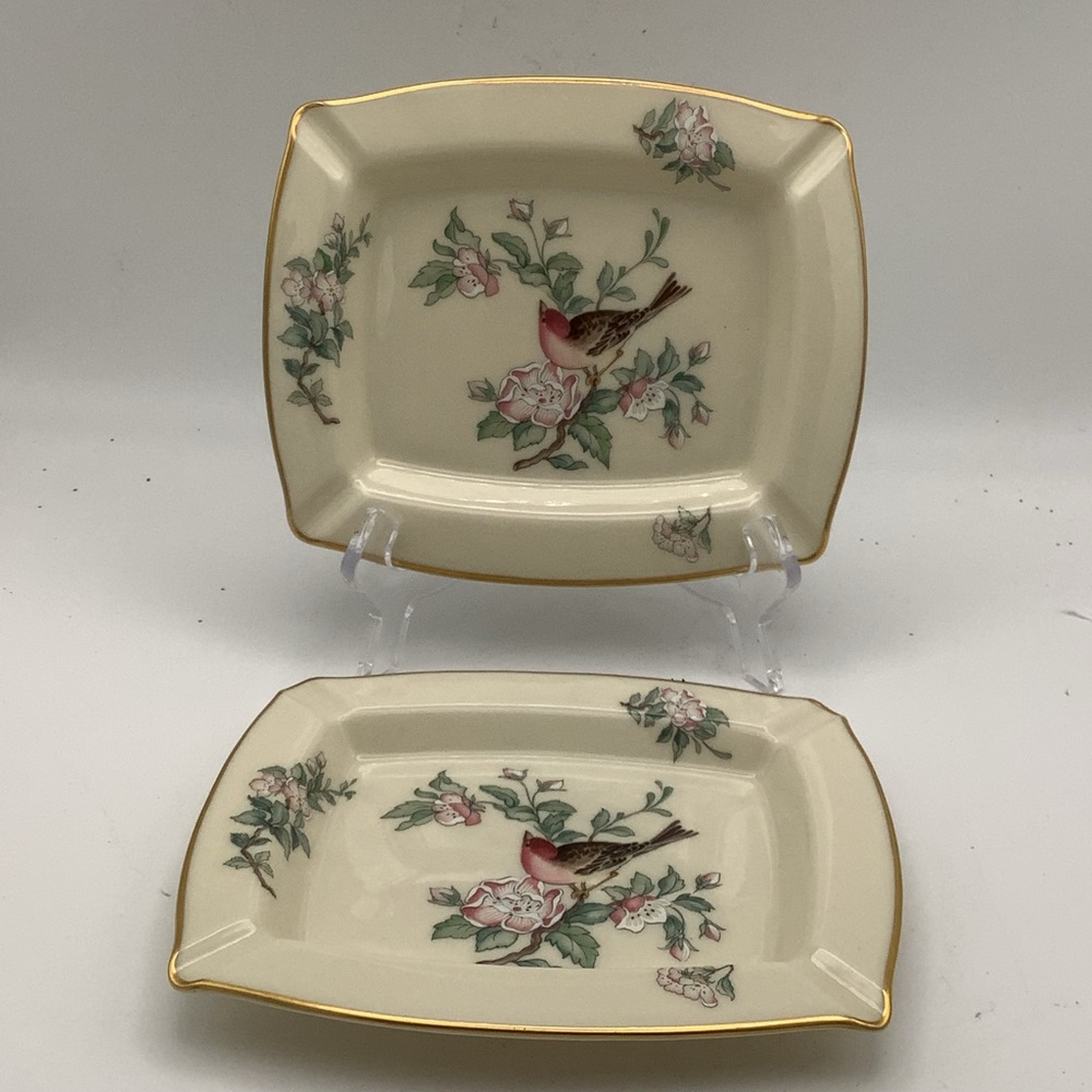 Two Vintage Lenox China  Serenade Gold Trimmed Ashtrays